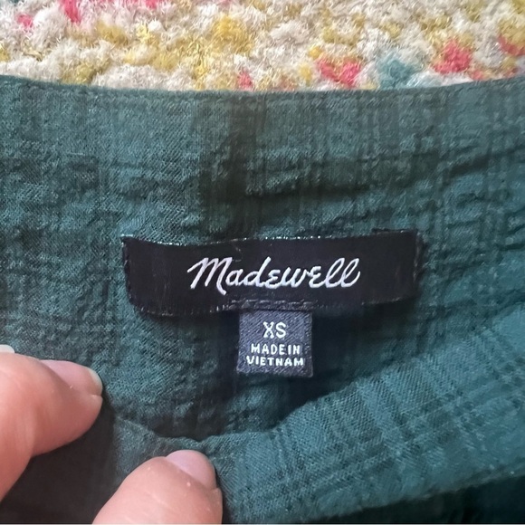 Madewell Plaid Square-Neck Peasant Top size XS - Picture 5 of 7